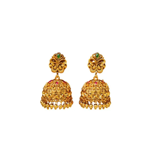Majestic_Peacock_Antique_Gold_Plated_Jhumka_R_1126_Green