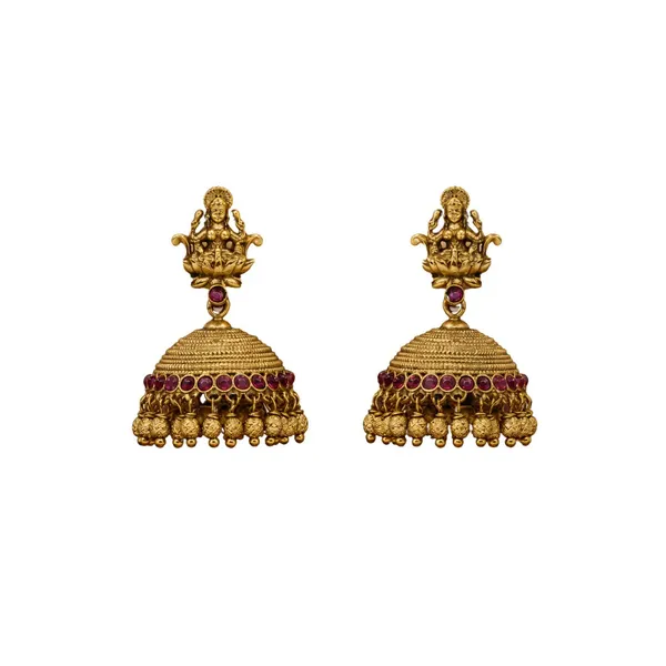 Antique_Finish_Gold_Plated_Jhumka_N_641_Red