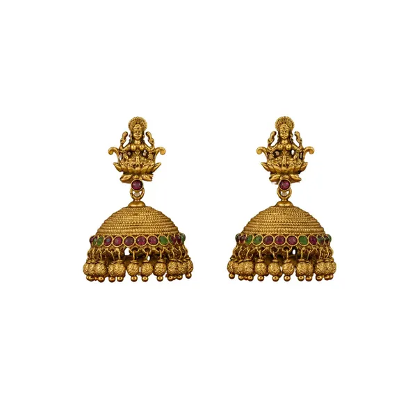 Antique_Finish_Gold_Plated_Jhumka_N_641_Green