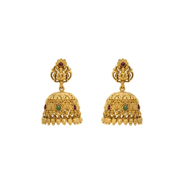 Antique_Temple_Gold_Plated_Jhumka_R_1137_Green