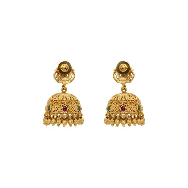 Antique_Temple_Gold_Plated_Jhumka_R_1137_Green