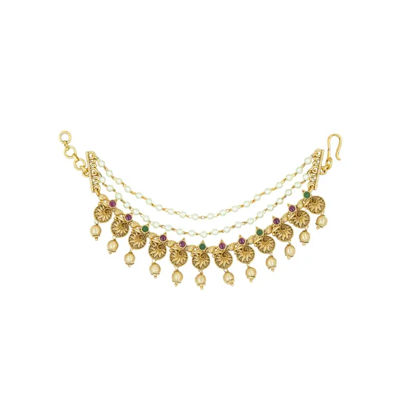 Beautiful_Gold_Plated_Ear_Chain_V_1298_Green