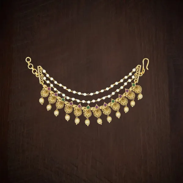 Beautiful_Gold_Plated_Ear_Chain_V_1298_Green