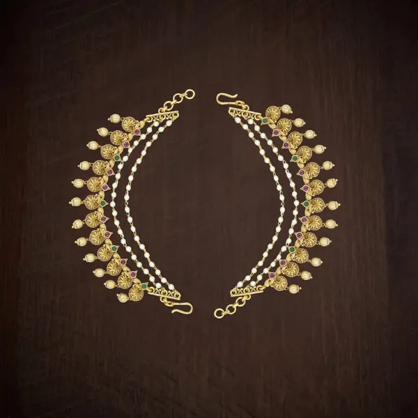 Beautiful_Gold_Plated_Ear_Chain_V_1298_Green