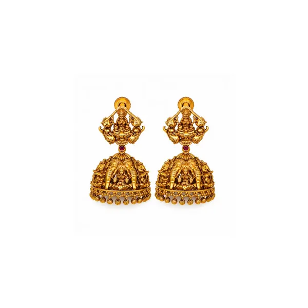 Elephant_Lakshmi_Temple_Short_Necklace_Set_Antique_Finish_K_629_Green