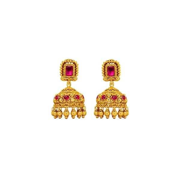 Antique_Small_Gold_Plated_Jumka_T_15_Red