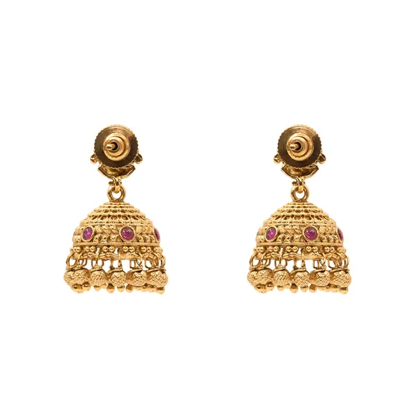 Antique_Laxmi_Gold_Finish_Jhumka_T_19_Red