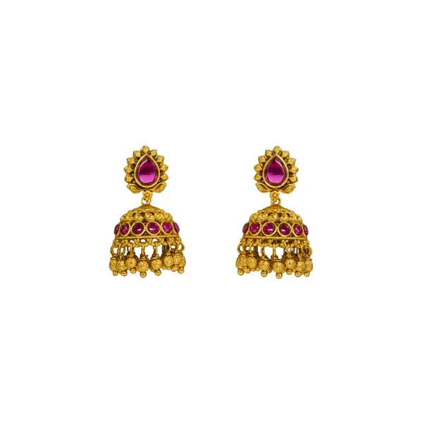 Antique_Small_Leaf_Petal_Jhumka_T_16_Red