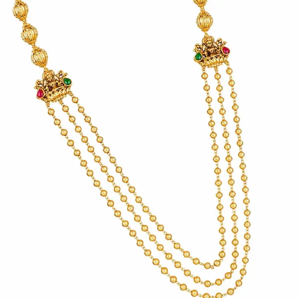 Antique_Three_Layer_Lakshmi_Necklace_Set_T_50_Red