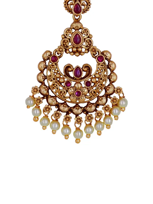 Stunning_Antique_Finish_Gold_Plated_Maang_Tikka_T_11_Red