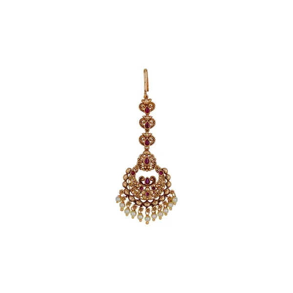 Stunning_Antique_Finish_Gold_Plated_Maang_Tikka_T_11_Red