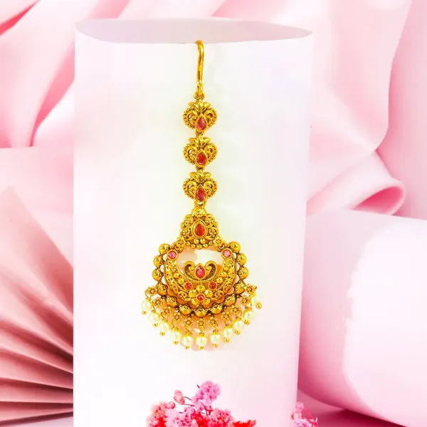 Stunning_Antique_Finish_Gold_Plated_Maang_Tikka_T_11_Red