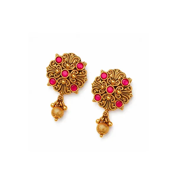 Antique_Flower_Gold_Plated_Bali_J_327_Green