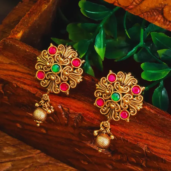 Antique_Flower_Gold_Plated_Bali_J_327_Green