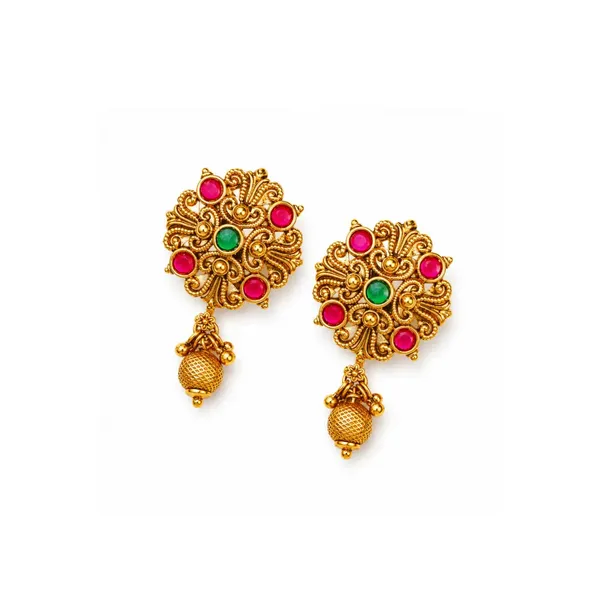 Antique_Flower_Gold_Plated_Bali_J_327_Green