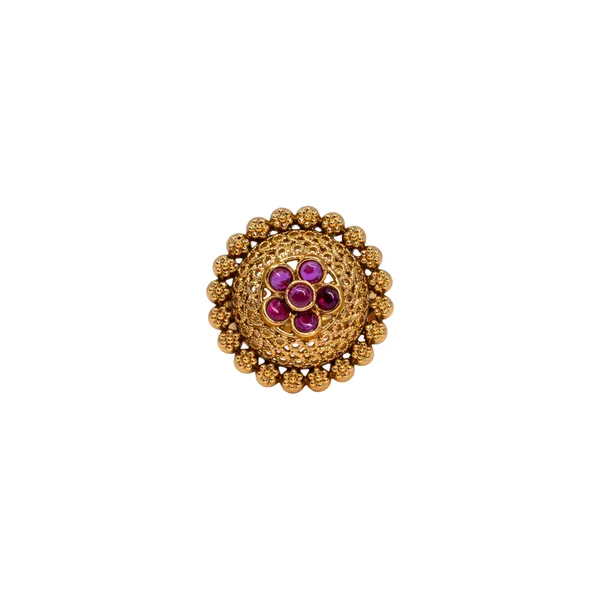 South_Indian_Gold_Plated_Flower_Ring_V_1986_Red