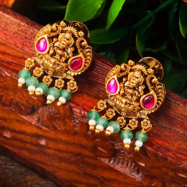 Antique_Laxmi_Gold_Plated_Bali_J_322_Red