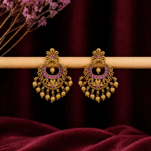 Antique_Chandbali_With_Ruby_Green_Beads_R_1057_Red