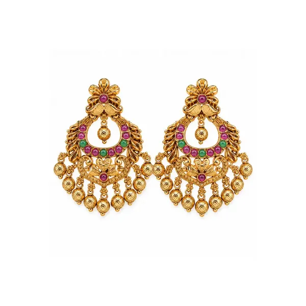 Antique_Chandbali_With_Ruby_Green_Beads_R_1057_Red