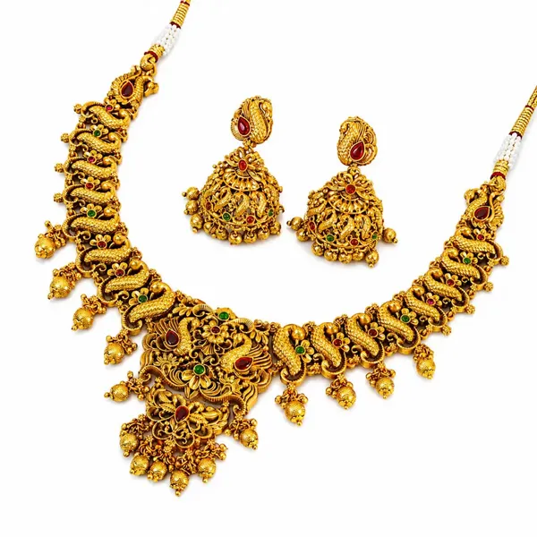 Peacock_Flower_Short_Necklace_Set_K_1239_Green
