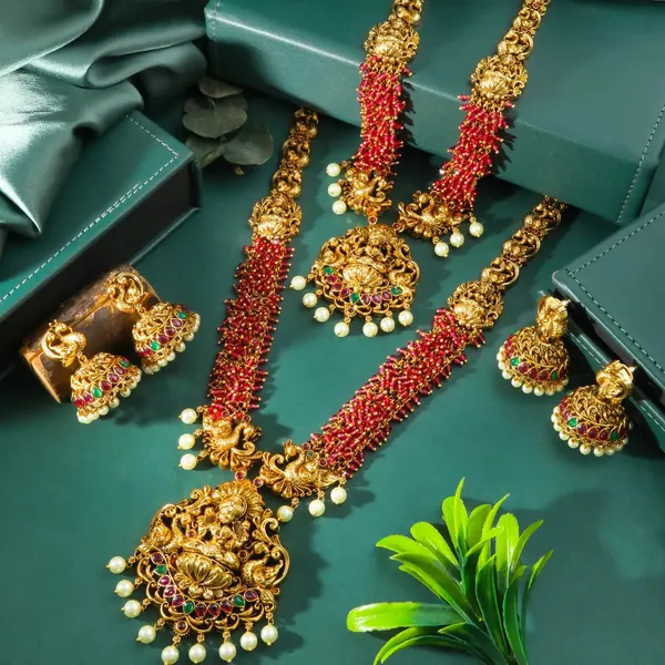 Lakshmi_Peacock_Combo_Necklace_Set_K_1601n_Red