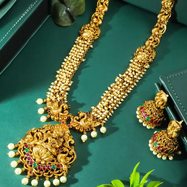 Lakshmi_Peacock_Long_Necklace_Set_K_1601_White