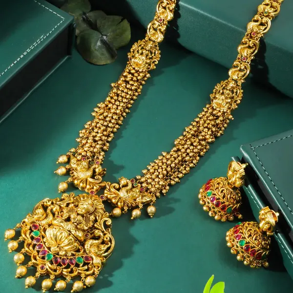Lakshmi_Peacock_Long_Necklace_Set_K_1601_Gold