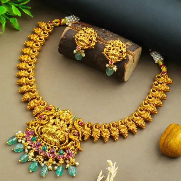 Antique_Lakshmi_Necklace_Set_T_33_Green
