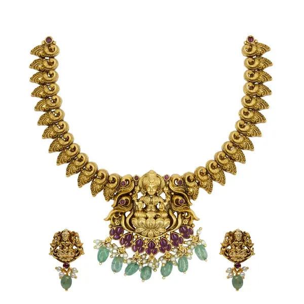Antique_Lakshmi_Necklace_Set_T_33_Green