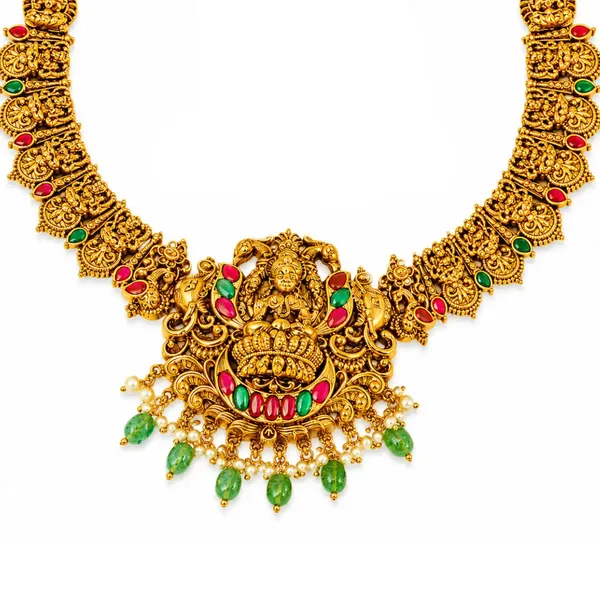 Divine_Lakshmi_Temple_Short_Necklace_Set_J_138_Green