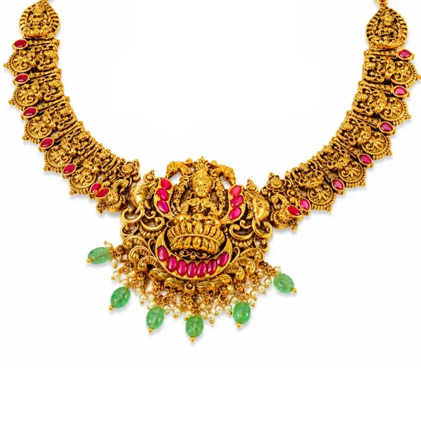 Divine_Lakshmi_Temple_Short_Necklace_Set_J_138_Green