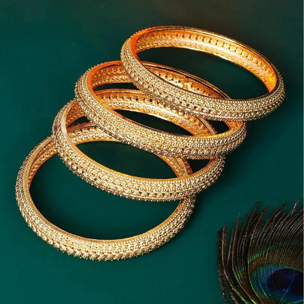 Antique_Gold_Plated_Paired_Bangle_With_Detailed_Finish_K_1001_Pack_Of_4