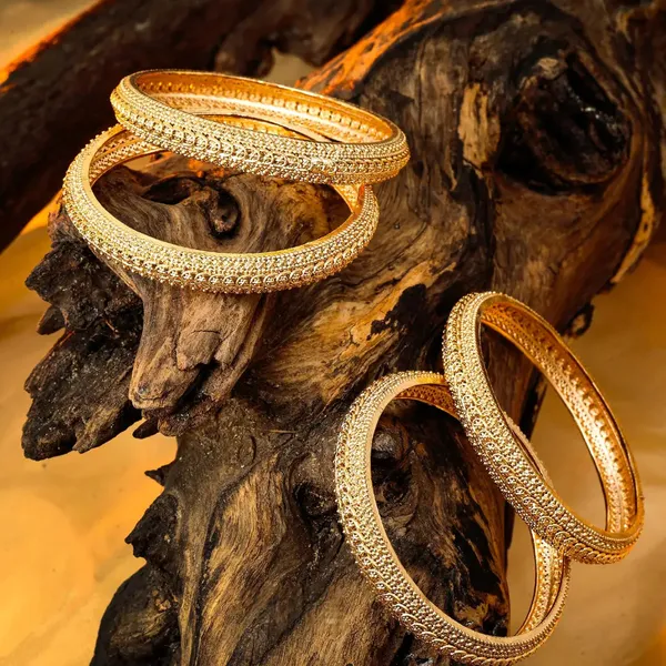 Antique_Gold_Plated_Paired_Bangle_With_Detailed_Finish_K_1001_Pack_Of_4
