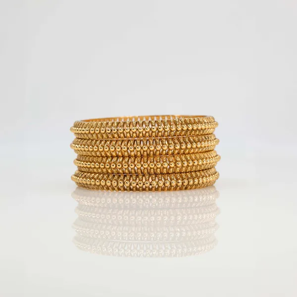 Antique_Gold_Plated_Classic_Textured_Bangle_V_1825_Gold_Pack_Of_4