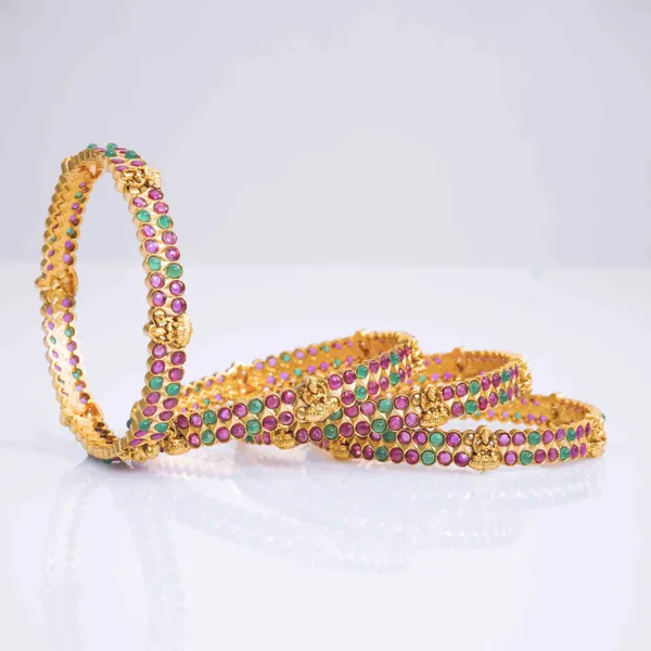 Divine_Laxmi_Temple_Bangles_In_Gold_Finish_K_995_Green_Pack_Of_4