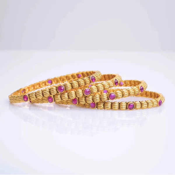 Gold_Plated_Textured_Bangle_V_1245_Red_Pack_Of_4