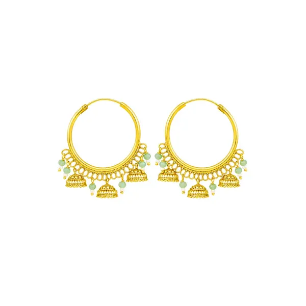 Antique_Gold_Plated_Bali_With_Three_Jhumka_T_27_Green