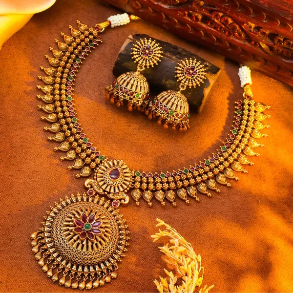 Intricate_Temple_Short_Necklace_K_1534_Green