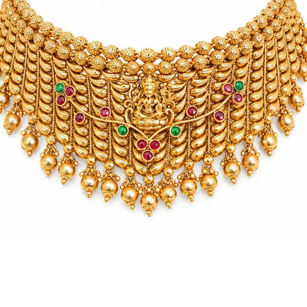 Antique_Ruby_Green_Peacock_Temple_Choker_Set_N_778_Green