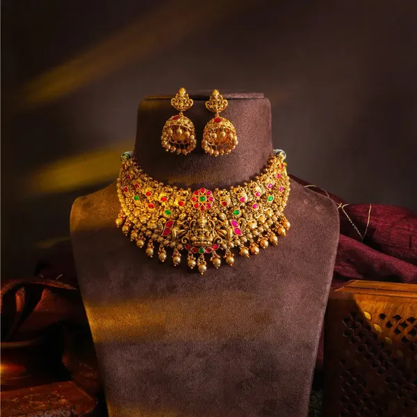 Antique_Lakshmi_Peacock_Temple_Choker_Set_Green