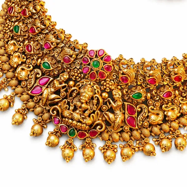 Antique_Lakshmi_Peacock_Temple_Choker_Set_Green