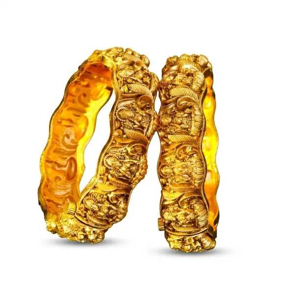 Antique_Gold_Plated_Lakshmi_Bangle_K_108_Gold