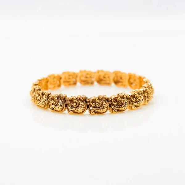 Antique_Gold_Plated_Peacock_Bangle_K_1003_Gold_Pack_Of_2