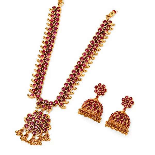 Ruby_Antique_Temple_Necklace_Set_N_41_Red