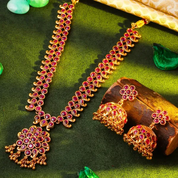 Ruby_Antique_Temple_Necklace_Set_N_41_Red