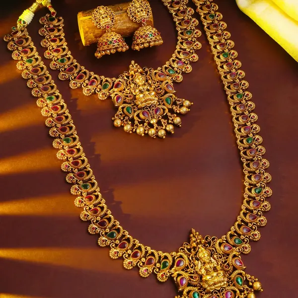 Lakshmi_Temple_Jewellery_Combo_Set_K_1384_Red