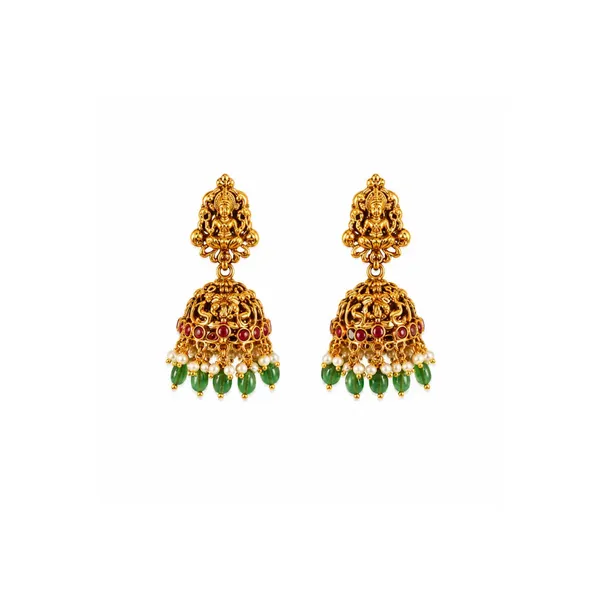 Antique_Lakshmi_Temple_Long_Necklace_Set_With_Green_Beads_L_91_Red