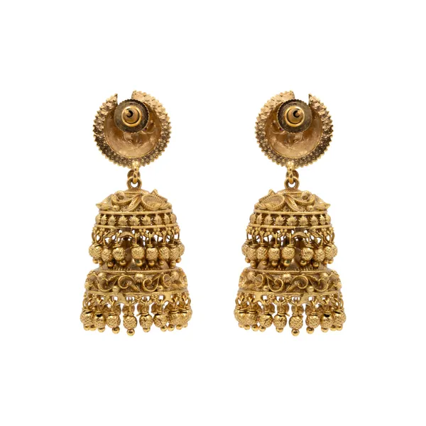 Long_Peacock_Gold_Plated_Jumka_R_2124_Green