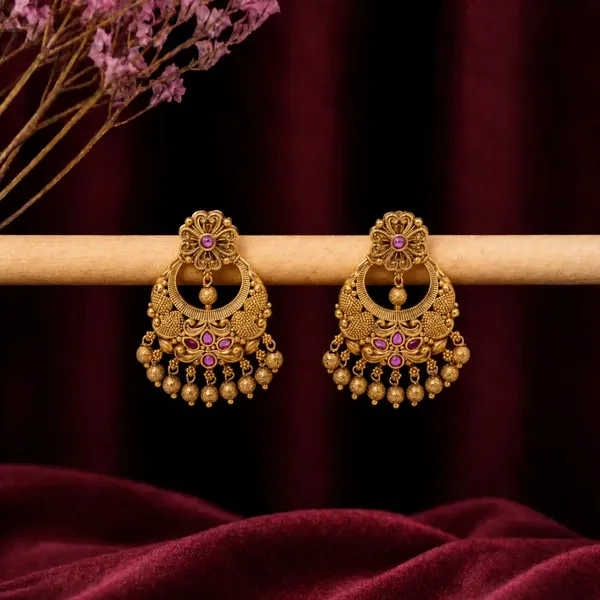 Antique_Gold_Plated_Temple_Chandbali_R_1056_Green