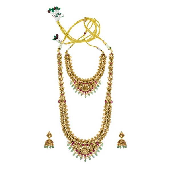 Lakshmi_Temple_Jewellery_Combo_Necklace_Set_J_151_N_Gold_Green